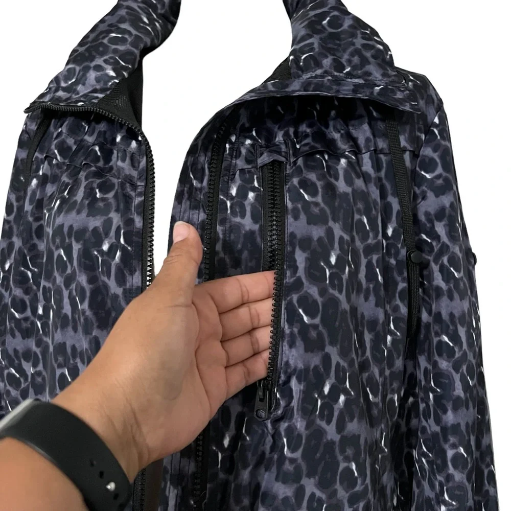 Lucky‎ Brand Mid Thigh Length Rain Jacket Leopard Print Women's
